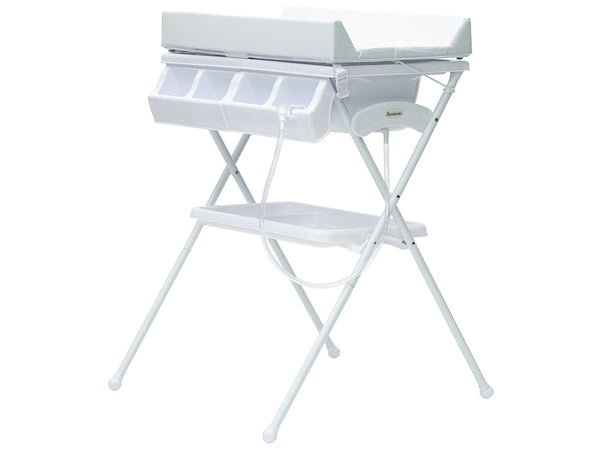 HOMCOM Cambiador y Bañera 2 en 1 para Bebé 0-12 Meses Plegable con  Múltiples Espacios de Almacenamiento Estante Inferior Carga Máx. 15 kg  80x70x95 cm Blanco Almacenaje