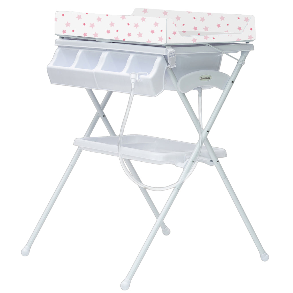 Bañera Alta con Colchón Cambiador Estrellas Rosa BATH