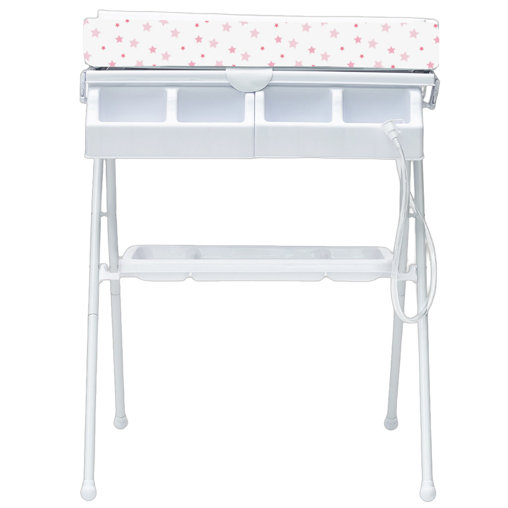 Bañera Alta con Colchón Cambiador Estrellas Rosa BATH