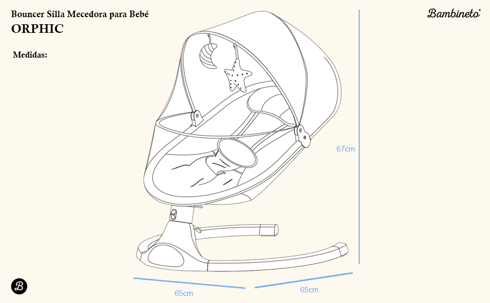 Silla Mecedora para Bebé Orphic Bouncer con Bluetooth Gris