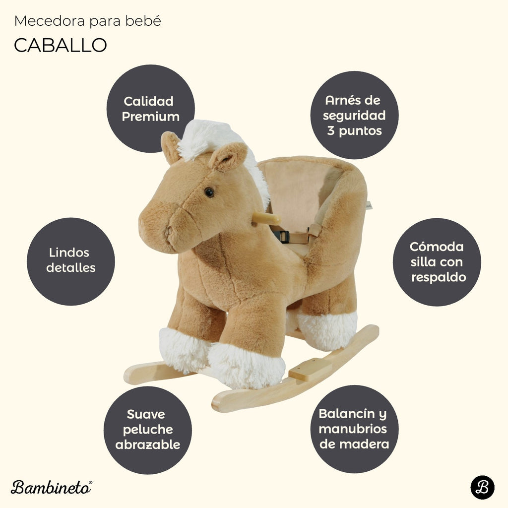 Mecedora montable para bebé peluche CABALLO