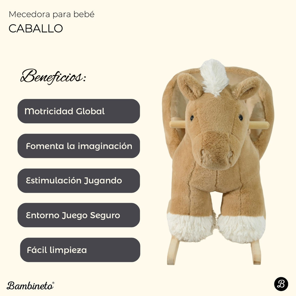 Mecedora montable para bebé peluche CABALLO