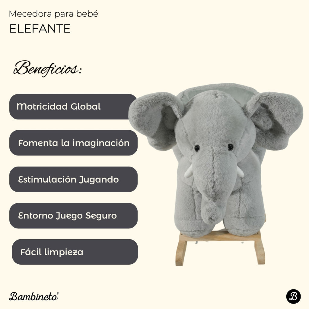 Mecedora montable para bebé peluche ELEFANTE