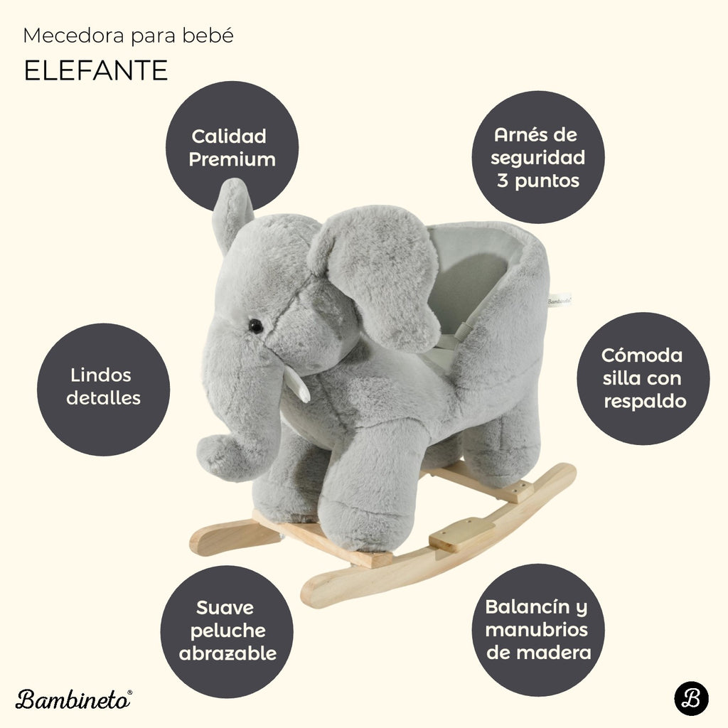 Mecedora montable para bebé peluche ELEFANTE
