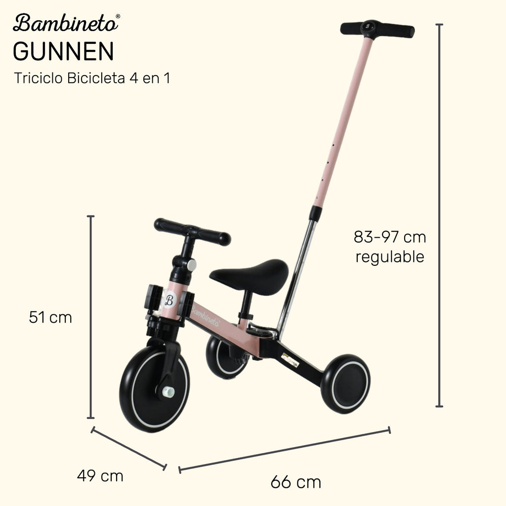 Triciclo Bicicleta de Equilibrio 4 en 1 GUNNEN rosa