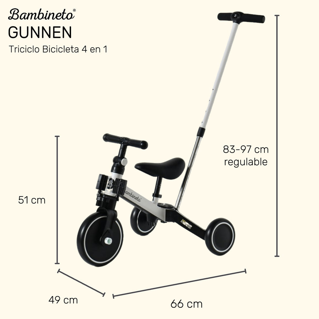 Triciclo Bicicleta de Equilibrio 4 en 1 GUNNEN blanco