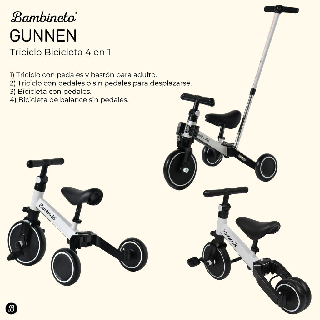 Triciclo Bicicleta de Equilibrio 4 en 1 GUNNEN blanco