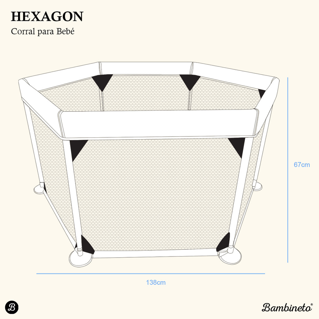 Corral para Bebé HEXAGON gris