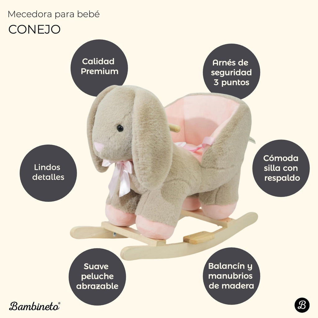 Mecedora montable para bebé peluche CONEJO