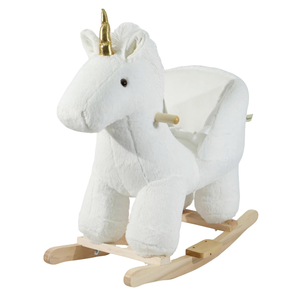 Mecedora montable para bebé peluche UNICORNIO blanco