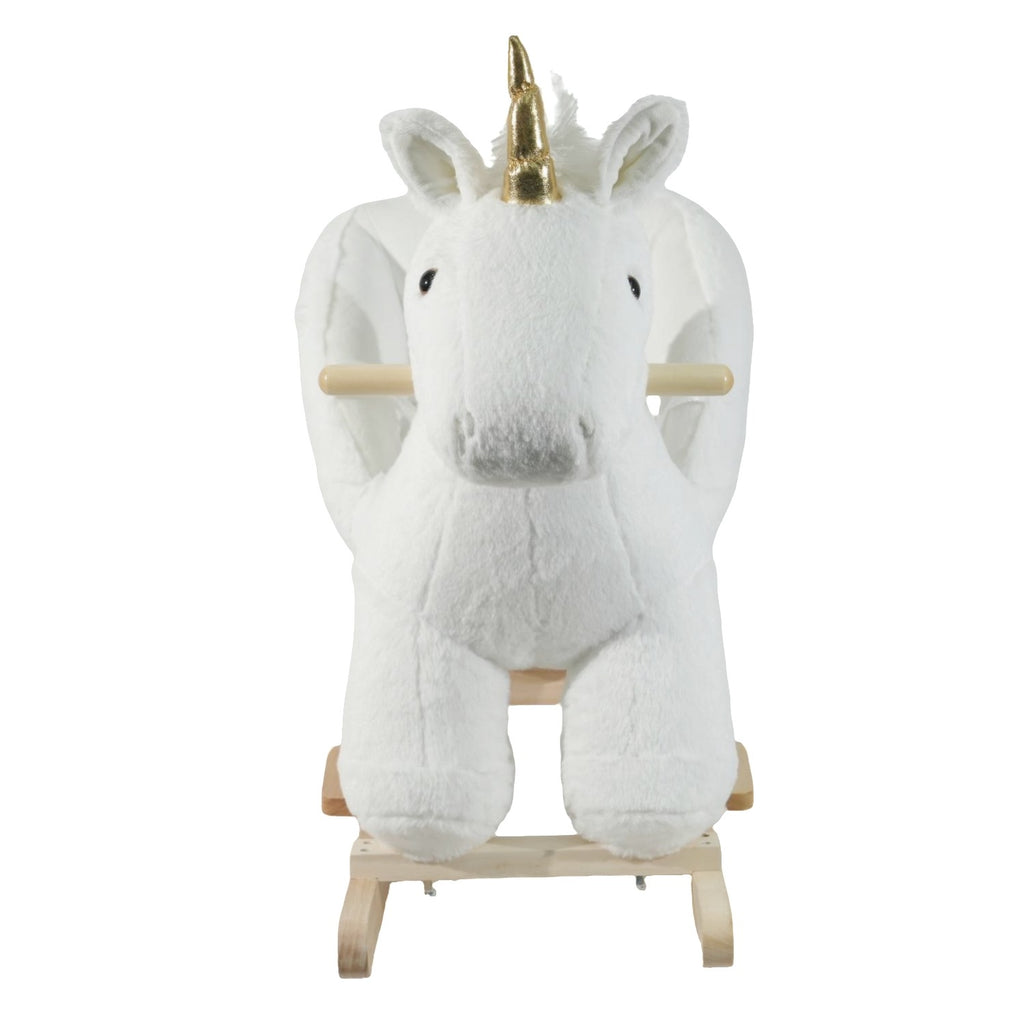 Mecedora montable para bebé peluche UNICORNIO blanco