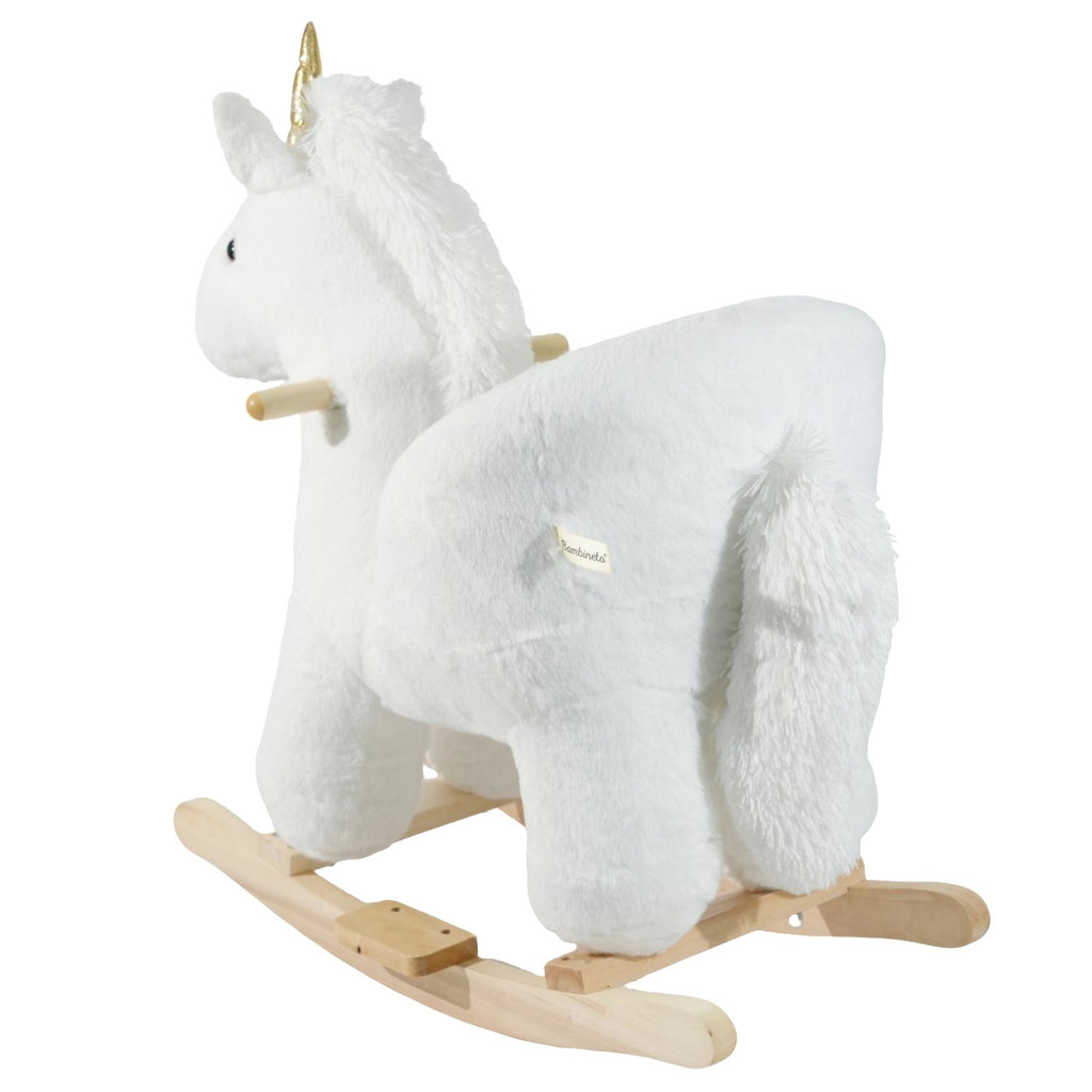 Mecedora montable para bebé peluche UNICORNIO blanco