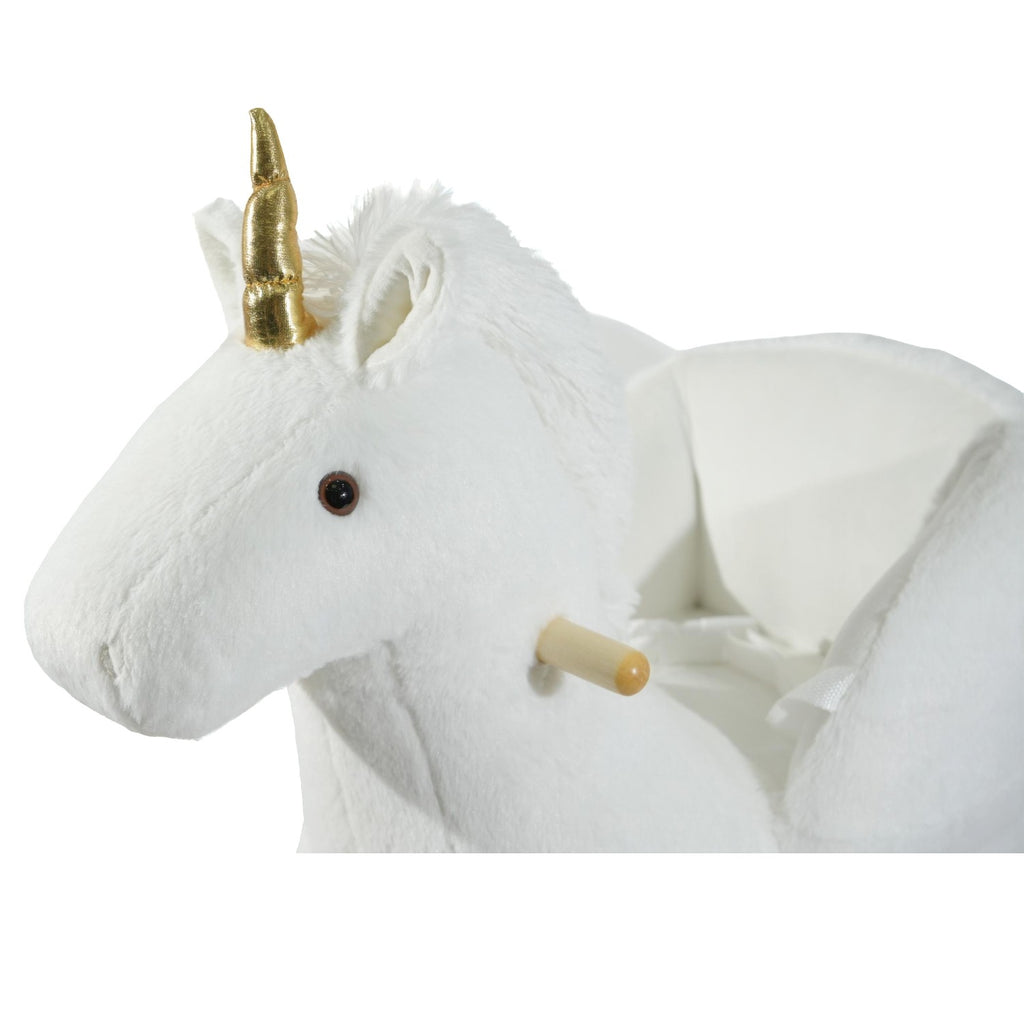 Mecedora montable para bebé peluche UNICORNIO blanco