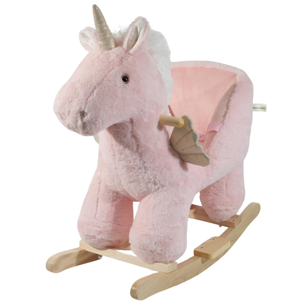 Mecedora montable para bebé peluche UNICORNIO rosa