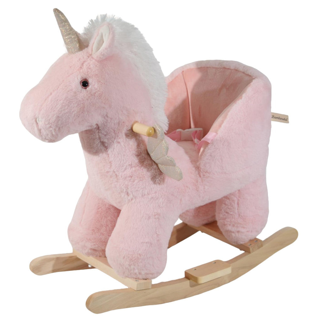 Mecedora montable para bebé peluche UNICORNIO rosa