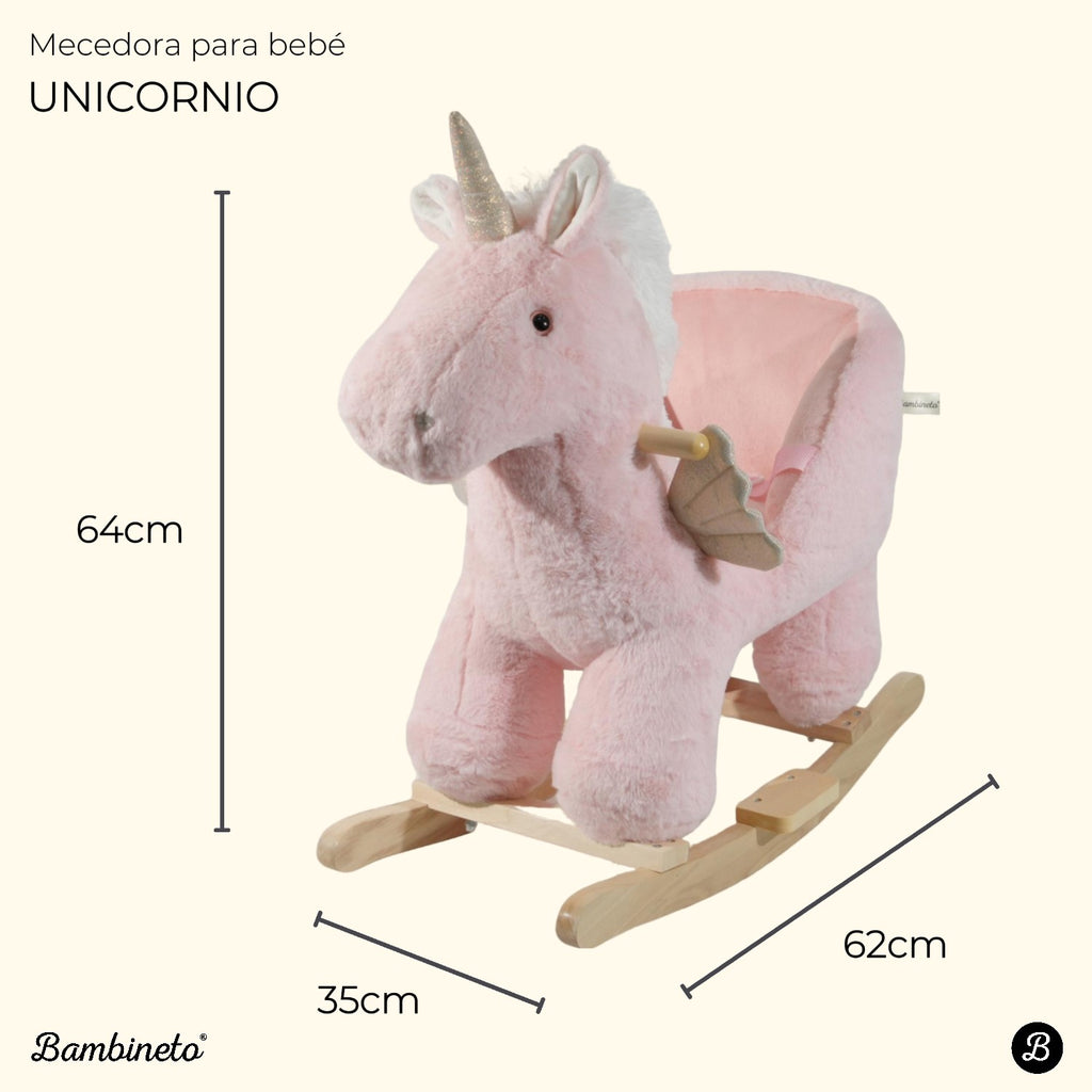 Mecedora montable para bebé peluche UNICORNIO rosa